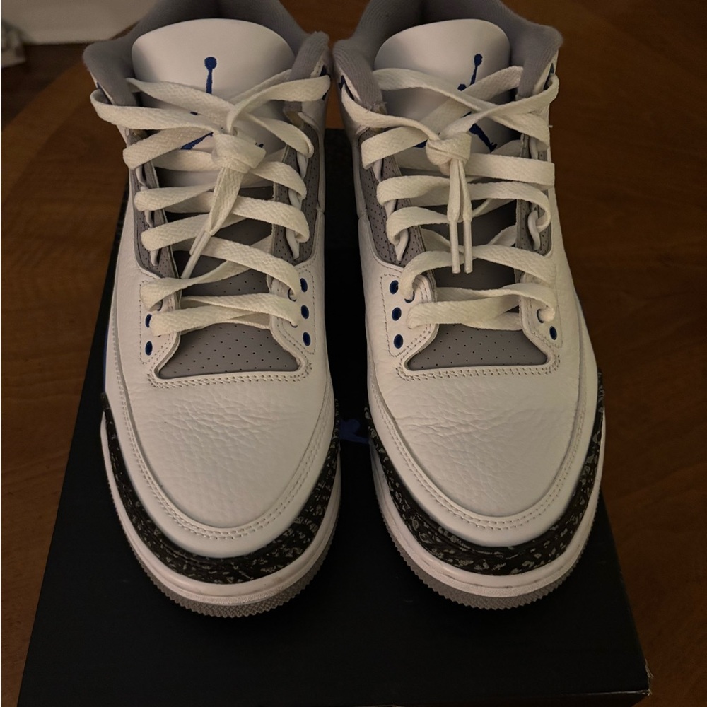 Jordan White and Blue Athletic Sneakers